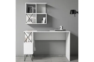 Hovdane Skrivbord 120 cm med Förvaring + 2 Bokhyllor - Vit - Möbler - Hemmakontor - Skrivbord