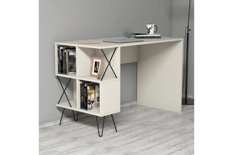 Hovdane Skrivbord 120 cm med Förvaring Hylla - Beige - Möbler - Hemmakontor - Skrivbord
