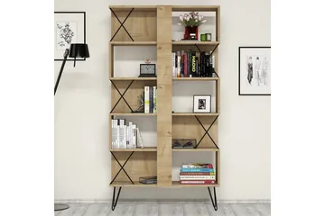 Hovdane Skrivbord 120 cm med Förvaring Hylla + Bokhylla - Brun/Ek - Möbler - Hemmakontor - Skrivbord