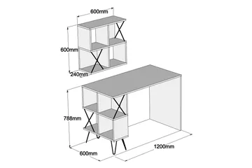 Hovdane Skrivbord 120 cm med Förvaring Hylla + Bokhylla Lite - Brun/Svart - Möbler - Hemmakontor - Skrivbord