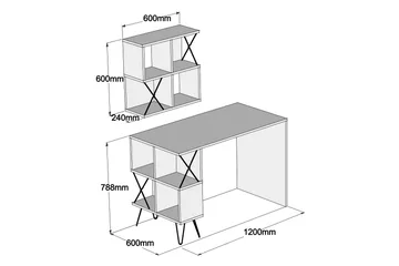 Hovdane Skrivbord 120 cm med Förvaring Hylla + Bokhylla Lite - Krämvit/Svart - Möbler - Hemmakontor - Skrivbord