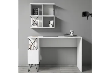 Hovdane Skrivbord 120 cm med Förvaring Hylla + Bokhylla Lite - Vit/Svart - Möbler - Hemmakontor - Skrivbord