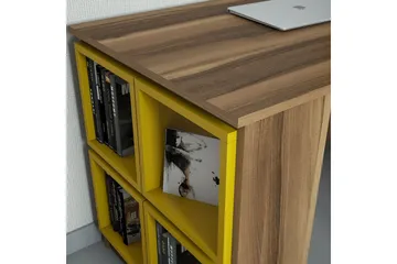 Hovdane Skrivbord 120 cm med Förvaring Hylla + Vägghylla - Brun/Gul - Möbler - Hemmakontor - Skrivbord