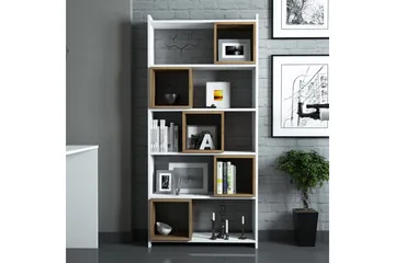 Hovdane Skrivbord 120 cm med Förvaring + Vägghylla + - Vit/Brun - Möbler - Hemmakontor - Skrivbord