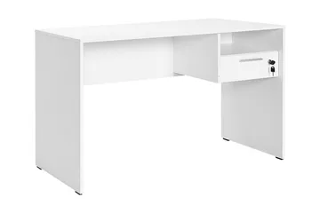 Irbene Skrivbord 120 cm med Förvaring Hyllor + Låsbar Låda - Vit - Möbler - Hemmakontor - Skrivbord