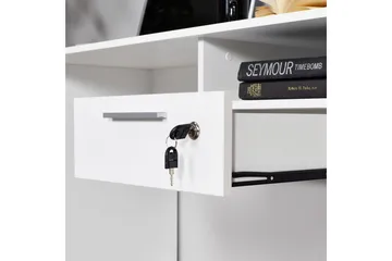 Irbene Skrivbord 120 cm med Förvaring Hyllor + Låsbar Låda - Vit - Möbler - Hemmakontor - Skrivbord
