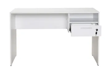 Irbene Skrivbord 120 cm med Förvaring Hyllor + Låsbar Låda - Vit - Möbler - Hemmakontor - Skrivbord