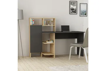 Irbene Skrivbord 135 cm med Förvaring Hyllor + Skåp - Natur/Antracit - Möbler - Hemmakontor - Skrivbord