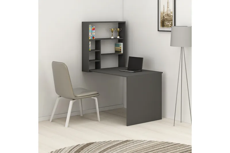 Irbene Väggskrivbord 59 cm med Förvaring Hylla - Antracit - Möbler - Hemmakontor - Skrivbord