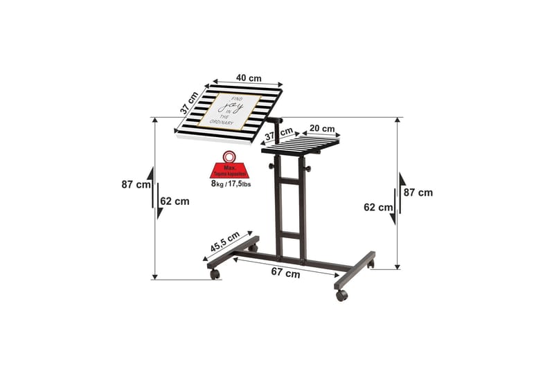 ITZAEL Ståskrivbord 67 cm Text Randig Svart - Möbler - Hemmakontor - Skrivbord