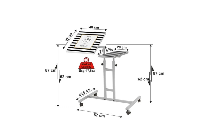 ITZAEL Ståskrivbord 67 cm Text Randig Vit - Vit - Skrivbord - Bord