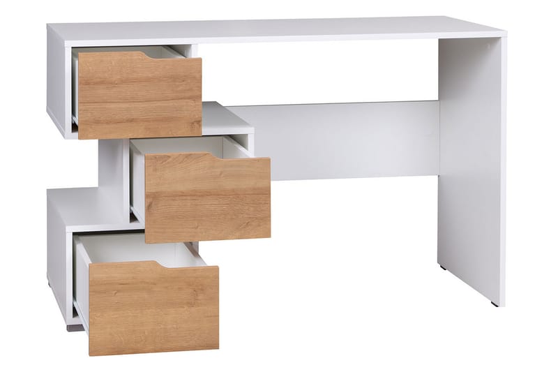 IWAN Skrivbord 120 cm med Förvaring 3 Lådor Vit/Ek - Vit/Brun - Skrivbord - Bord
