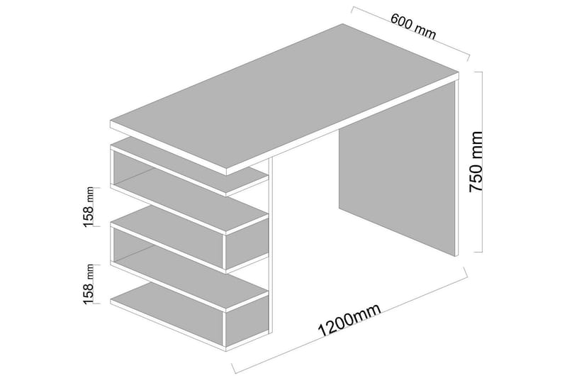JACKI Skrivbord 120 cm med Sidoförvaring Vit - Vit - Möbler - Hemmakontor - Skrivbord