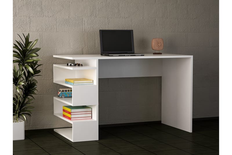 JACKI Skrivbord 120 cm med Sidoförvaring Vit - Vit - Skrivbord - Bord