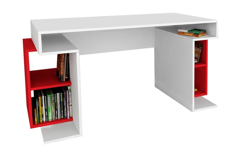 JACKI Skrivbord  153 cm med Förvaringsben Vit/Röd - Vit/Röd - Skrivbord - Bord