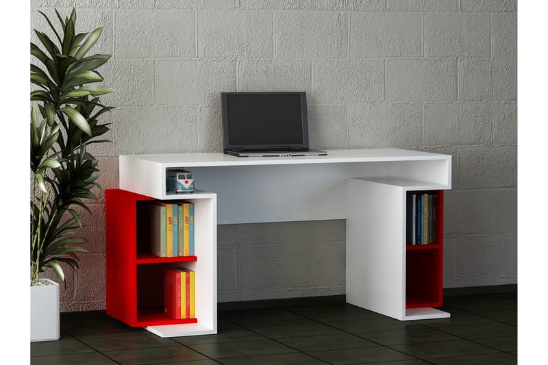 JACKI Skrivbord  153 cm med Förvaringsben Vit/Röd - Vit/Röd - Skrivbord - Bord