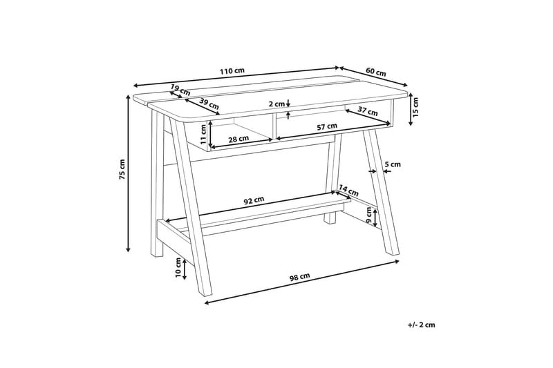 JACKSON Skrivbord 110 cm med Förvaring Hylla Vit - Skrivbord - Bord