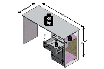Jackson Skrivbord 123 cm med Förvaring Hylla + Låda + Skåp - Vit/Svart - Möbler - Hemmakontor - Skrivbord