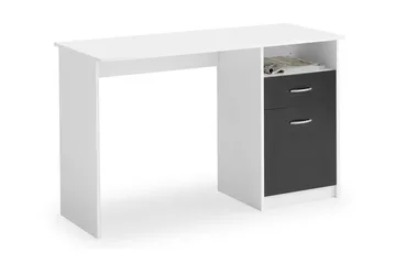 Jackson Skrivbord 123 cm med Förvaring Hylla + Låda + Skåp - Vit/Svart - Möbler - Hemmakontor - Skrivbord