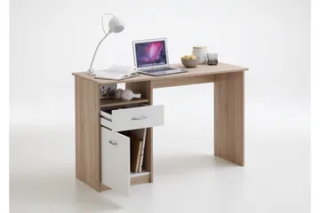 Jackson Skrivbord 123 cm med Förvaring Hylla + Låda + Skåp - Vit/Trä - Möbler - Hemmakontor - Skrivbord