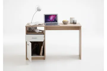 Jackson Skrivbord 123 cm med Förvaring Hylla + Låda + Skåp - Vit/Trä - Möbler - Hemmakontor - Skrivbord
