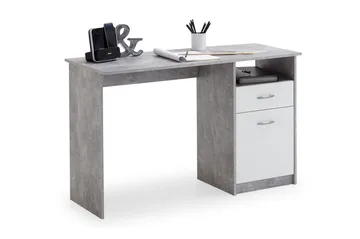 Jackson Skrivbord 123 cm med Förvaring Låda + Skåp + Hylla - Betonggrå/Vit - Möbler - Hemmakontor - Skrivbord