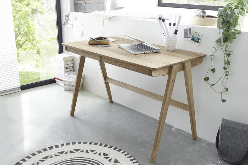 JACOBUS Skrivbord 120 cm med Förvaring 2 Lådor Massiv Ek - Möbler - Hemmakontor - Skrivbord