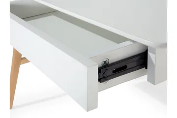 Jahnyia Skrivbord 120 cm med Förvaring 2 Lådor - Vit/Ek - Möbler - Hemmakontor - Skrivbord