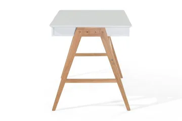 Jahnyia Skrivbord 120 cm med Förvaring 2 Lådor - Vit/Ek - Möbler - Hemmakontor - Skrivbord