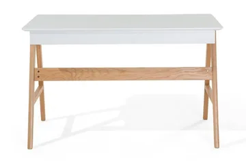 Jahnyia Skrivbord 120 cm med Förvaring 2 Lådor - Vit/Ek - Möbler - Hemmakontor - Skrivbord