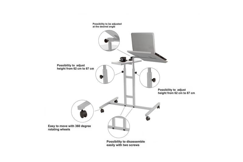 JAVAUGHN Ståskrivbord 67 cm Vit - Skrivbord - Bord