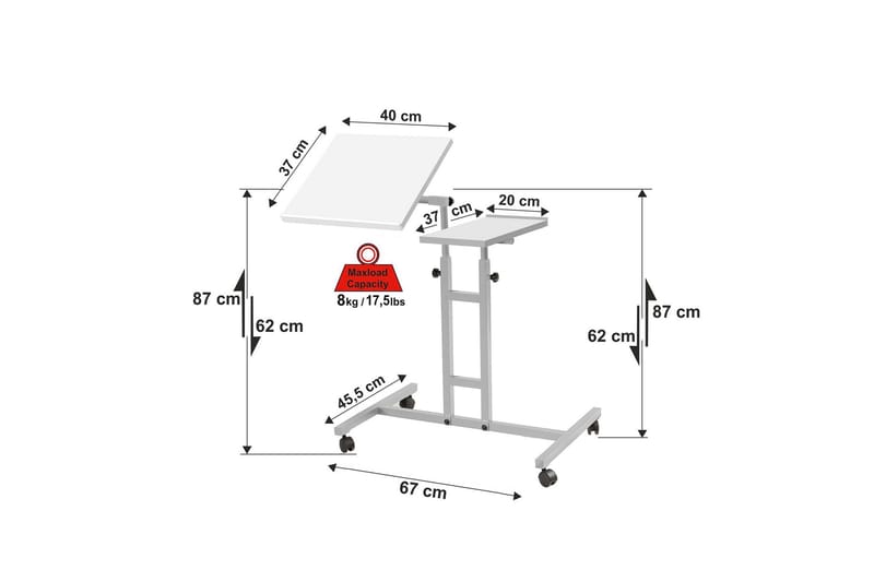 JAVAUGHN Ståskrivbord 67 cm Vit - Skrivbord - Bord