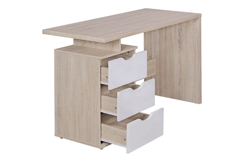 Kaille Rektangulärt Skrivbord med Lådor i Trä, Beige