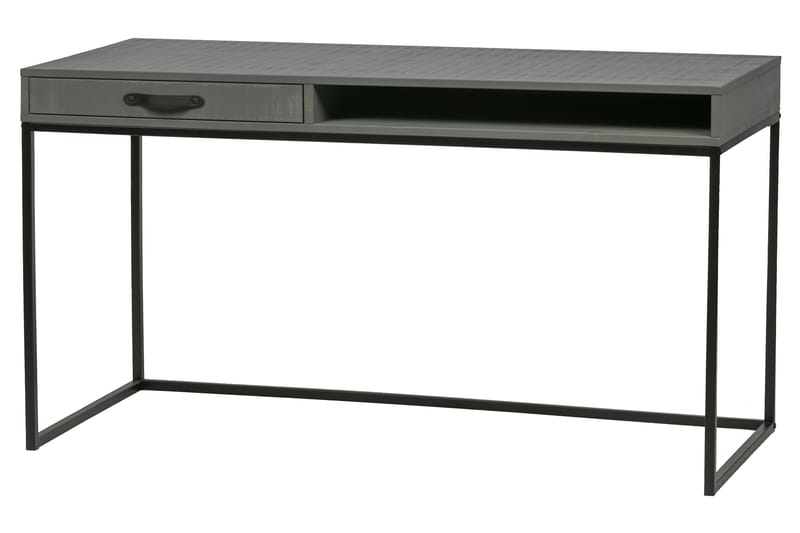 KAJE Skrivbord 130 cm med Förvaring Låda + Hylla Grå/Svart - Skrivbord - Bord