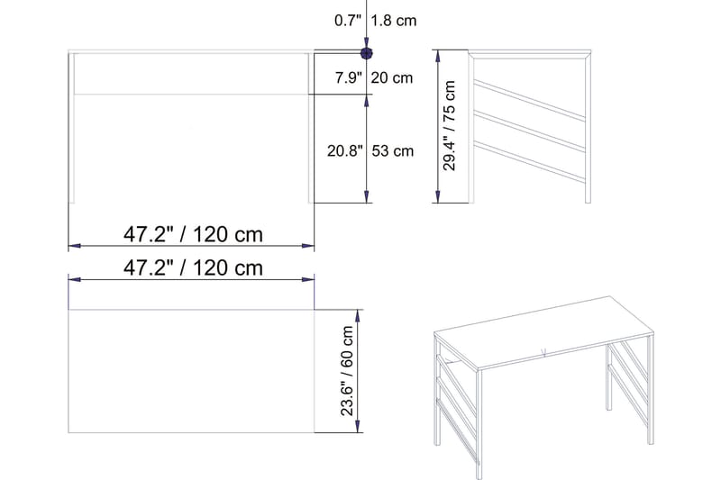 KALKBERGET Skrivbord 120 cm Brun - Skrivbord - Bord