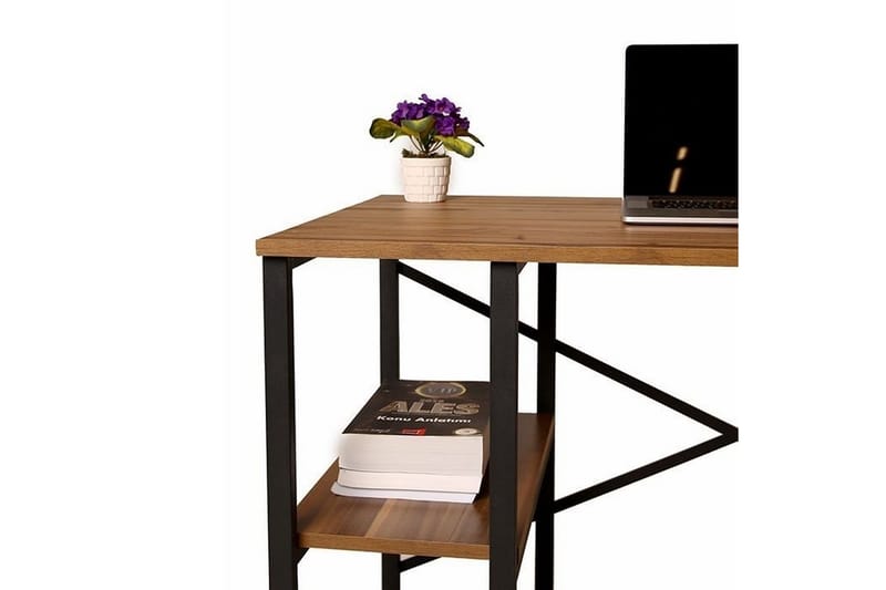 KANDELI Skrivbord 120 cm med Förvaring Hylla Natur/Svart - Skrivbord - Bord