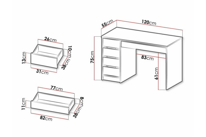 Kintore Skrivbord 120 cm Svart - Skrivbord - Bord