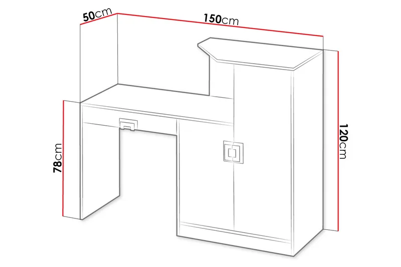 Klacksberg Skrivbord 150 cm med Förvaring Låda + Skåp - Beige/Vit - Möbler - Hemmakontor - Skrivbord
