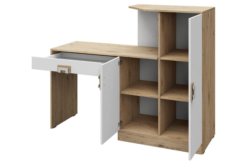 Klacksberg Skrivbord 150 cm med Förvaring Låda + Skåp - Beige/Vit - Möbler - Hemmakontor - Skrivbord