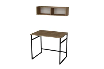 Klingbo Skrivbord 90 cm med Förvaring Vägghylla - Brun - Möbler - Hemmakontor - Skrivbord