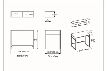 Klingbo Skrivbord 90 cm med Förvaring Vägghylla - Brun - Möbler - Hemmakontor - Skrivbord