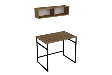 Klingbo Skrivbord 90 cm med Förvaring Vägghylla - Brun - Möbler - Hemmakontor - Skrivbord