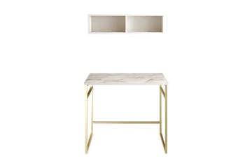 Klingbo Skrivbord 90 cm med Förvaring Vägghylla Marmormönste - Guld - Möbler - Hemmakontor - Skrivbord
