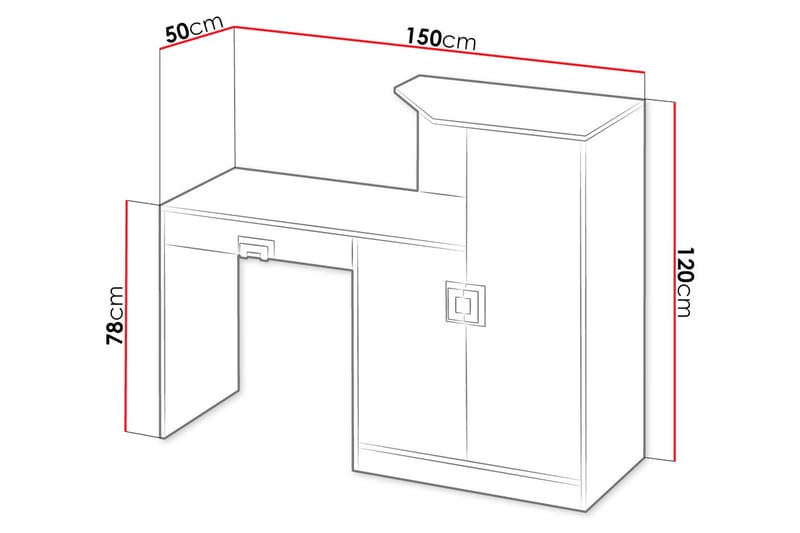KORBO Skrivbord 150 cm med Förvaring Låda + Skåp Beige/Vit - Beige/Vit - Möbler - Hemmakontor - Skrivbord