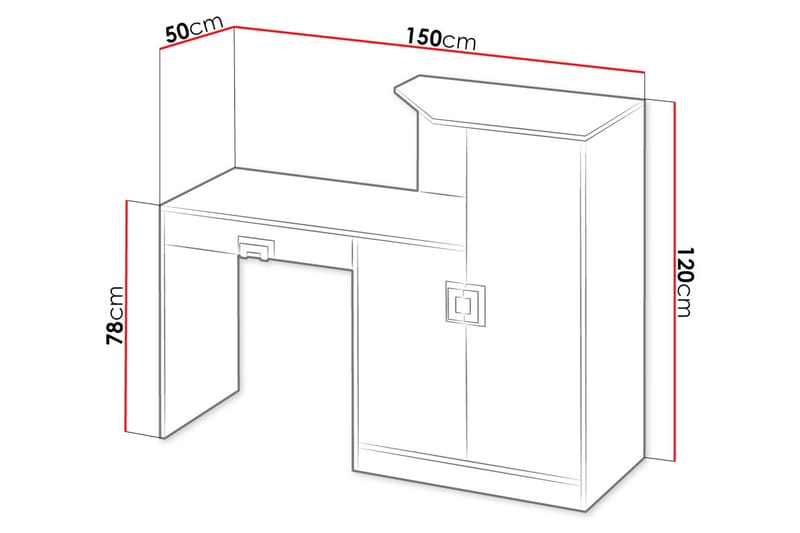 KORBO Skrivbord 150 cm med Förvaring Låda + Skåp Beige/Vit - Beige/Vit - Skrivbord - Bord