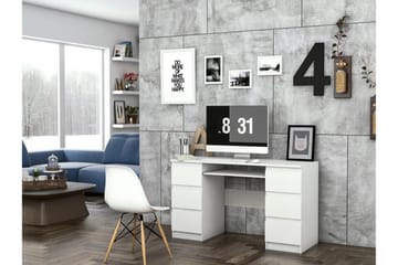 Kubana Skrivbord 130 cm med Förvaring Lådor - Grå/Vit - Möbler - Hemmakontor - Skrivbord