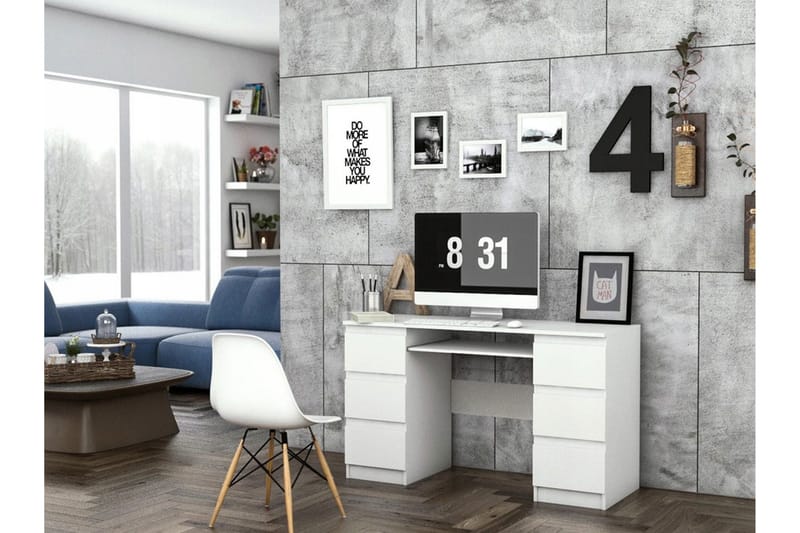 Kubana Skrivbord 130 cm med Förvaring Lådor - Grå/Vit - Möbler - Hemmakontor - Skrivbord