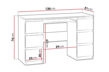 Kubana Skrivbord 130 cm med Förvaring Lådor - Grå/Vit - Möbler - Hemmakontor - Skrivbord