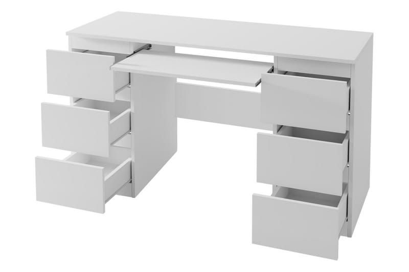 KUBIA Skrivbord 130 cm med Förvaring Lådor Grå/Vit - Grå/Vit - Skrivbord - Bord