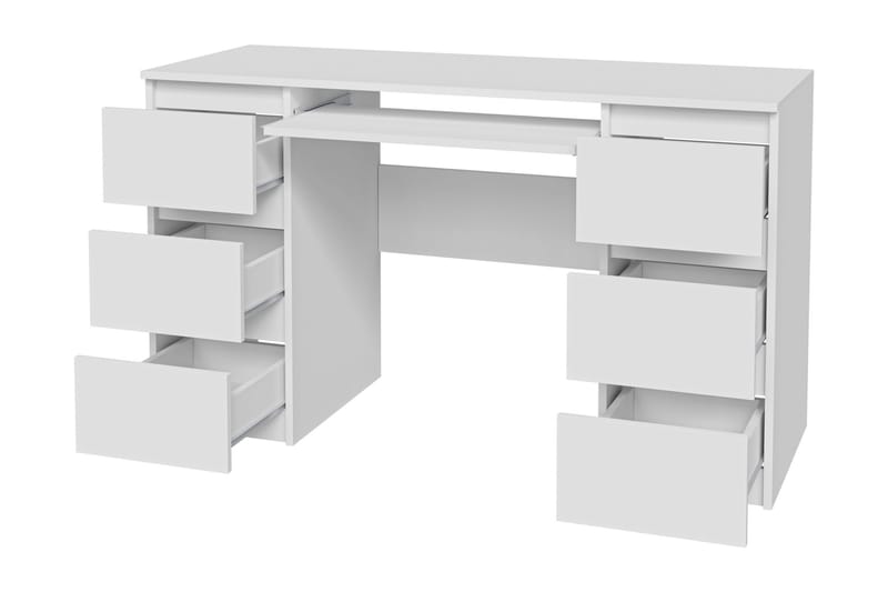 KUBIA Skrivbord 130 cm med Förvaring Lådor Grå/Vit, Grå/Vit